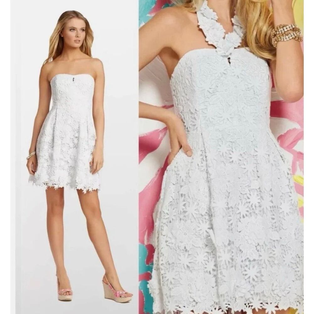 NWT Lilly Pulitzer Kailene Resort White Truly Floral Lace Convertible Dress 6